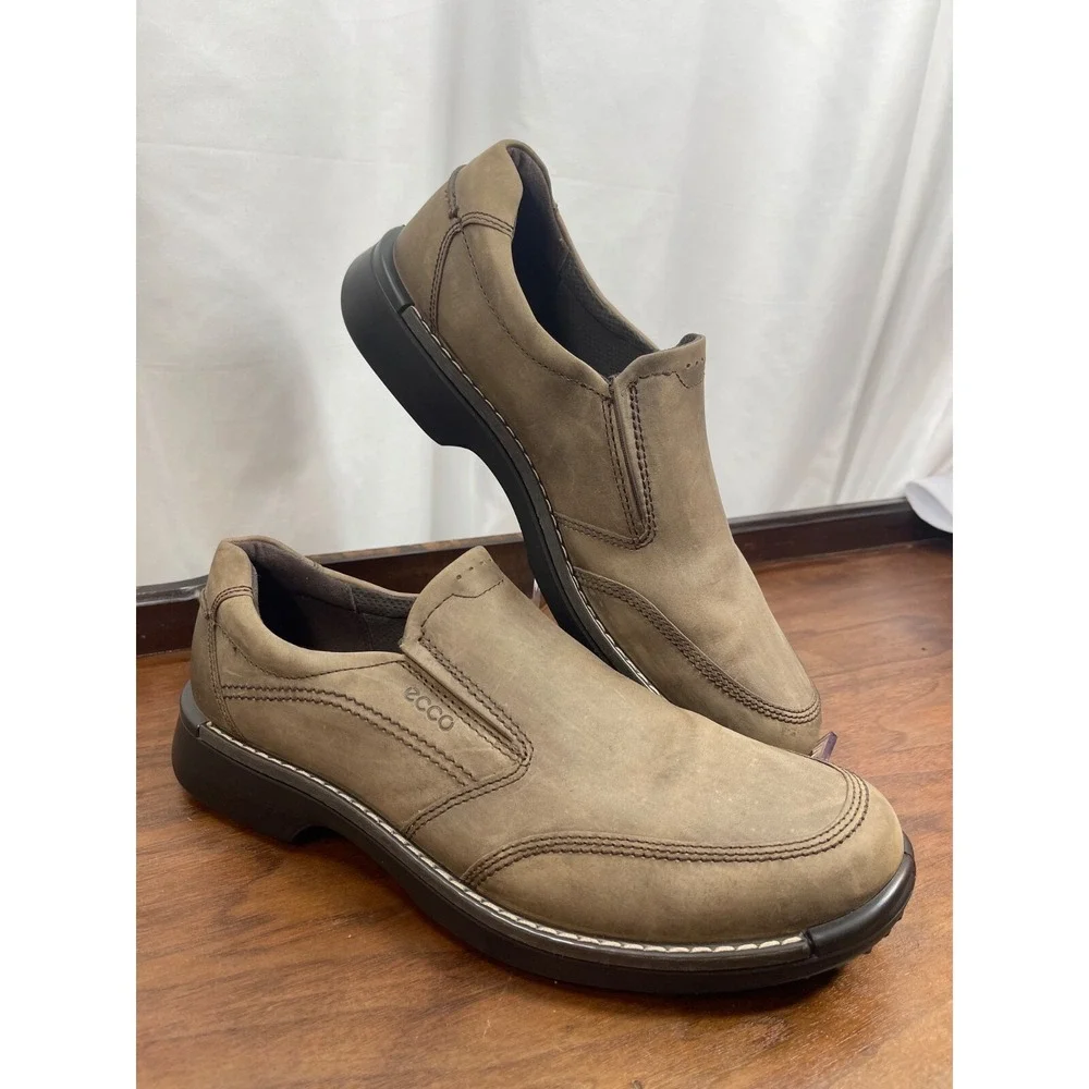 ECCO Fusion Slip On Nubuck Men Size EU 47 US 13 Lt Brown  50014402072 Comfort